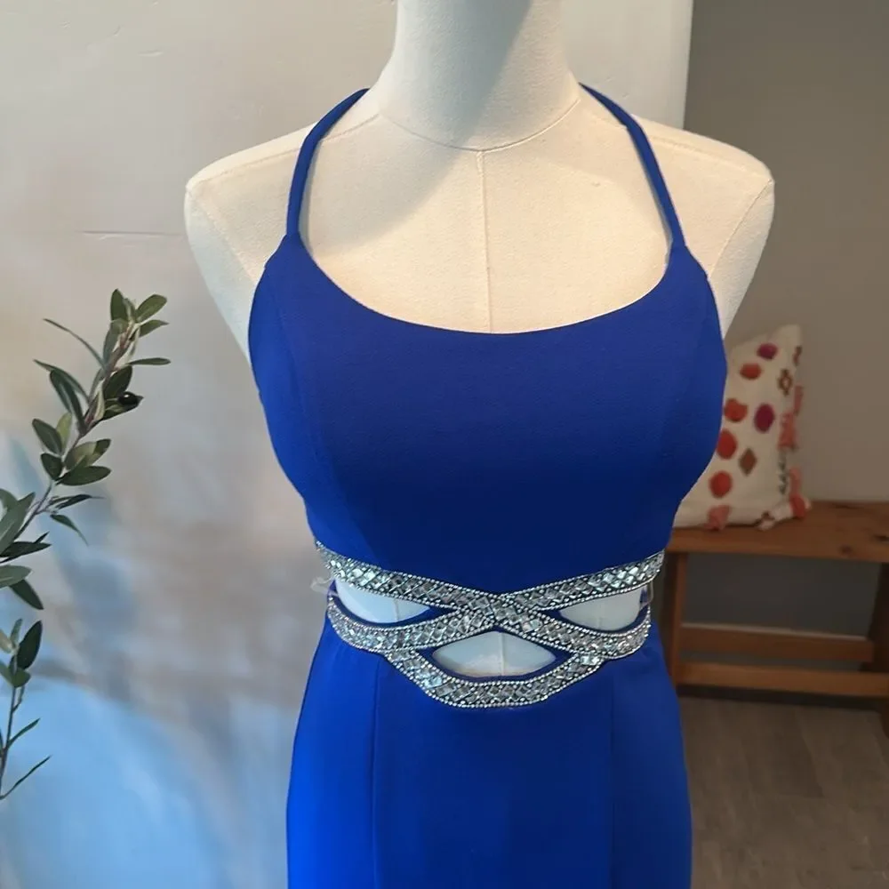 Nordstrom Speechless Spaghetti Strap Beaded‎ Cut-Out Waist Long Dress New!